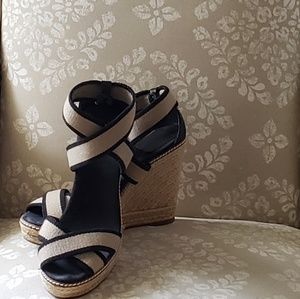 Tory Burch Canvas Wedge Espadrilles
